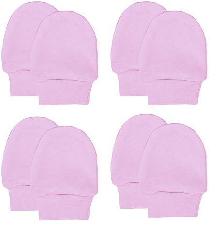 Soft Touch Baby Girls' Super Soft Anti-Scratch Mittens (Pink, 4 Packs)