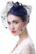 YJZQ Voile Mariage Femme Coiffure Chapeau Mariage Bibi mariage Chapeau Fleur Broche Béret à Pince avec Plume Décoré Accessoire de Cheveux Mini pour Mariage Cocktail et Fête, Bleu Marine, Taille unique