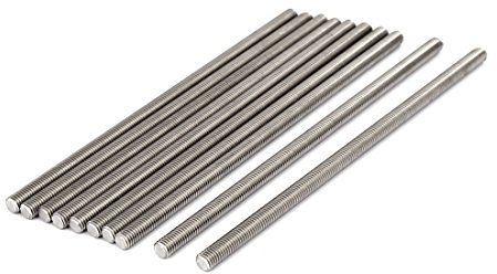 sourcing map 10 Stück Gewindestangen M8x200mm Edelstahl 304 Gewindestift Metrischem Vollgewinde Bar Gewindestäbe für Befestigung CNC-Werkzeugmaschinen 3D-Drucker Industrie Geräte