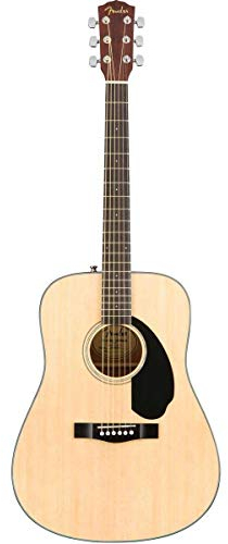Fender CD-60S Dreadnought Guitare Acoustique, Touche en Noyer, Naturel, Inclus des Cours Virtuels Gratuits sur Fender Play