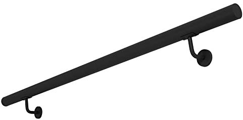 Edelstahl Handlauf 50-200 cm Treppengeländer Geländer Wandhandlauf für Treppe aus Edelstahlrohr Komplettset 3 Farben V2Aox, Farbe:Anthrazit, Länge:180 cm