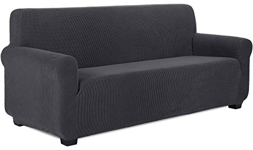 TIANSHU Sofabezug 3 sitzer, Stretch Spandex Couchbezug Sesselbezug Elastischer Antirutsch Stretchhusse Weich Stoff,Jacquard-Stretch-Sofabezug, Schonbezug für Sofa-Sofahalter(Grau)