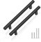 PinLin 10 Pack Kitchen Door Handles 128mm Hole Centre Flat Black Cabinet Handles Stainless Steel Cupboard T Bar Handle (Screws Included)