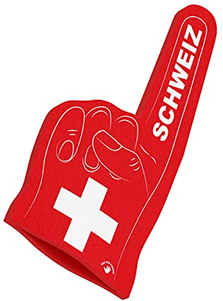 HIGH FIVE FINGERS Schweiz Fahne Weltmeisterschaft Europameisterschaft Flagge Fanartikel | Schaumstoff Hand für Spiele, Stadion, Events | One Size | 44 x 22 x 2,5 cm | Switzerland