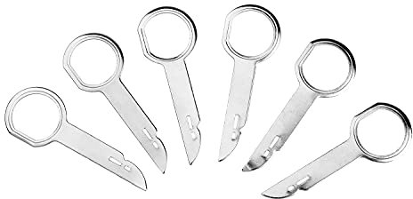 Matory 6 Stück Autoradio Ausbauwerkzeug DIN Entriegelungsschlüssel Werkzeug mit handlichen Griffen für die meisten Autos