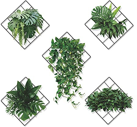 KAZITOO Magischer 3D-Effekt, lebendige grüne Pflanzen, Monstera-Blatt, Efeu-Gitter, Wanddekoration, Vinyl, abnehmbare Blätter, Wandaufkleber für Schlafzimmer, Wohnzimmer, Büro, Küche, Dekoration
