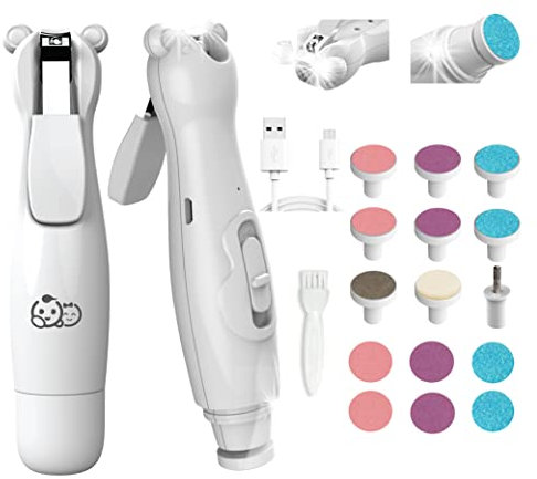 Cortaúñas recargables para bebés 20 en 1, cortaúñas eléctrico seguro, kit de uñas para bebés, reemplazos adicionales, dedos de los pies y uñas de recién nacidos, recorte y esmalte (recargable, nieve)
