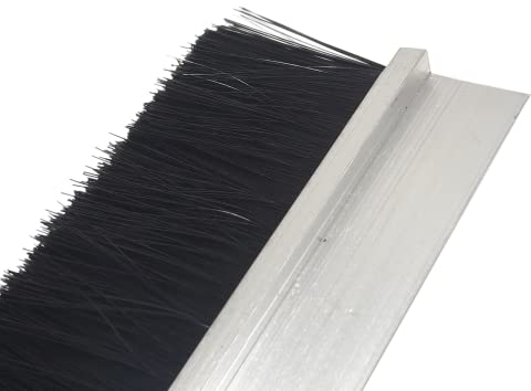 Door Gate Bottom Brush Sealing Draught Excluder Strip Dust Sweep Stopper with Aluminium Plate & Polypropylene Bristles for Weather Stripping Air & Sound Proof (Silver - Pack of 1)