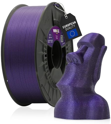 WINKLE PLA HD Glitter Filament 2.85mm Violett, 1kg Spule, 3D Drucker Filament Kompatibel mit FDM Druckern, 3D-Druckmaterialien, Maßgenauigkeit +/- 0.05mm, Leicht zu Bedrucken