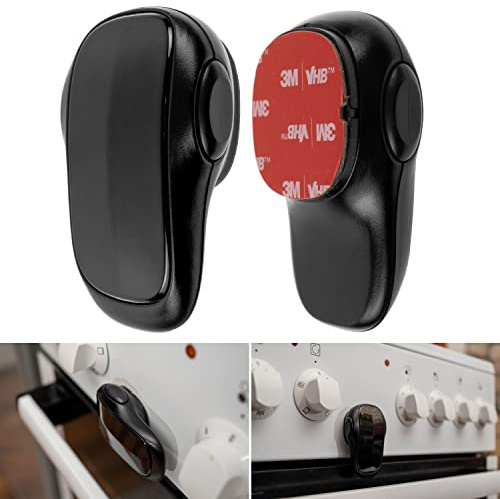 Oven Door Child Safety Lock, 2 pcs, Black, with Special Heat-Resistant Adhesive, Double Safety Button, Easy to Install, Baby Oven Front Lock, Childproof Cooker Lock, Stove Guard for Toddler Protection