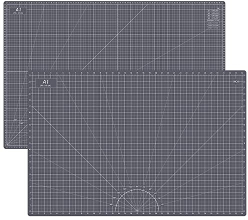 Headley Tools 61x91 cm große selbstheilende Schneidematte, langlebig, A1 doppelseitig, 5-lagiges Bastel-Schneidebrett für Stoff, Quilten, Nähen, Hobby, Kunst- und Handwerksprojekte, Dunkelgrau