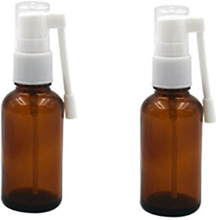 VASANA 2PCS 30ML 1OZ Amber Glass Empty Refillable 360 Degree Rotation Spray Nasal Bottle Sprayer Container Empty Oral Sprayer for Colloidal Silver Iodine Essential Oils