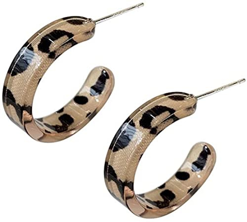 Leoparden-Ohrringe, Acrylharz, Creolen, trendig, baumelnd, Ohrring, K-Pop, stilvoller Leoparden-Ohrring, Schmuck, Geschenk, braun, mittel, andere Edelsteine, Medium, Leder Acryl, Andere Edelsteine