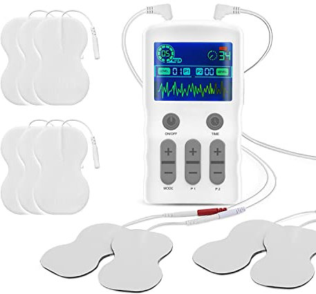Auxoliev Wirelss TENS Machine for Pain Relief, TENS Unit Muscle Stimulator with 10 Electrode Pads, Rechargeable Muscle Stimulator with 25 Massage Modes 50 Intensity Levels for Relieving Back Pain