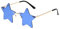 YUELUQU Vintage Mode Lustige Festival Sonnenbrillen Metall Rahmenlose Frauen Herren Punk Party Gläser (Stern-Blau)