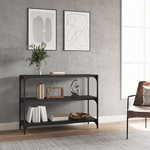 FIRBNUS Étagère à Livres Noir 100x33x70,5 cm Bois d'ingénierie et Acier Bibliothèque Style Industriel Étagère d'affichage Chambre à Coucher Large Application Meuble TV Salon Maison Bureau