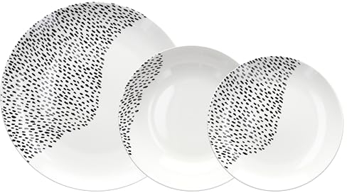 Tognana Wave, servizio piatti per 6 persone, 18 pezzi, porcellana, Bianco