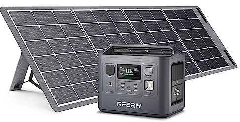 AFERIY Générateur solaire 800 W panneau solaire pliable 200 W, station d'alimentation portable 512 Wh (crête 1600 W), batterie LiFePO4, 220 V-240 V, panneau solaire pliable USB IP65