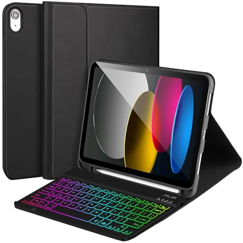 APHBZGE Pad 10th Generation Case with Keyboard,Keyboard Case for Pad 10th Gen 2022 10.9’’Keyboard for Pad 10th Gen with Pencil Holder,Detachable Bluetooth Keyboard Case for Pad 10.9 2022,Black-B
