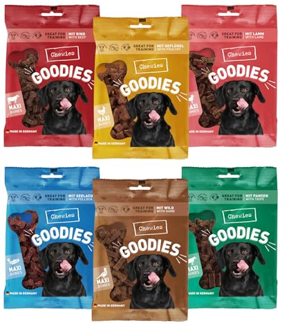 Chewies Training Maxi Snacks Hunde-Leckerli Probier-Paket - gesunde Hunde-Leckerlis ohne Zucker, ideal als Belohnung & Motivation im Hundetraining geeignet, Made in Germany (6 x 200g)