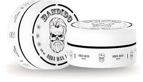 BANDIDO Aqua Hair Wax N°1 – Cire Cheveux Homme Effet Mouillé, Tenue Extra Forte, Parfum Vanille – Cire Coiffante Brillante, Lissage et Edge Control, 150 ml