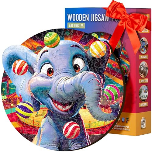 ESC WELT Holzpuzzle Elefant 200 Teile - Anspruchsvolles Denkspiel für Kinder & Erwachsene - Umweltfreundliches & Unterhaltsames Lernspielzeug - Herausforderndes Spiel - Denkspiel aus Holz