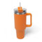 Mug Isotherme 1,2L avec Poignée et Paille | Bouteille d'Eau Isotherme en Acier Inoxydable | Gourde Thermique Double Parois | Café ou Thé Chaud ou Froid | Voyage, Sport | Couvercle Étanche (Orange)
