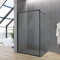 Walkin Dusche Duschabtrennung schwarz matt Vollrahmen 80 x 203 cm Begehbare Duschwand Glas bodengleich Glasduschwand Glastrennwand barrierefrei Sicherheitsglas 8 mm Lotus-Effekt NANO Beschichtung