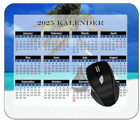 YENDOSTEEN 2025 Kalender Mauspad,Malediven Palmen Büro Desktop Quadratisch Anti-Rutsch Mauspad