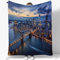 Sherpa Fleece Decke Skyline Von New York City Flanelldecke, Brooklyn Bridge Dicke Kuscheldecke Plüsch Fleecedecke Wohndecke Sofadecke Weiche Warm Überwürfe Couchdecke 150x200 cm