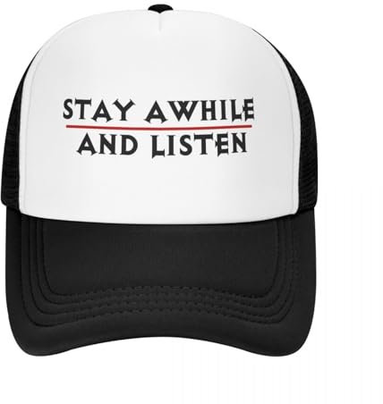 ZTQTQZZ Atmungsaktiv Mesh Baseballmütze Sporthut Stay Awhile and Listen Baseball Cap Pferdemütze Sonnenmütze Hüte Damen Herren