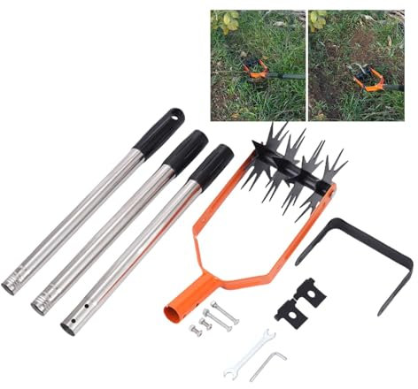 Coltivatore rotante, Motozappa da giardino manuale, Allentatore del terreno per carichi pesanti, Coltivatore con impugnatura antiscivolo, Aeratore manuale per prato, Utensile rotante da giardino durev