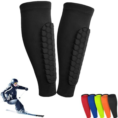 Shin Defender Schienbeinschützer, SkiGuard Pro, Shinbang Protector 2.0, Shinbang Protector Ski, Shin Defender Schienbeinschützer Kinder und Aldult (Schwarz,M)