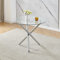 Moderna mesa de comedor redonda con parte superior de cristal templado, 90 x 90 x 75 cm, patas cromadas, mesa de cocina para comedor