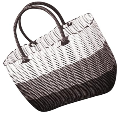 Cabilock Elegant Handwoven Basket Versatile Shopping Picnic Basket with Handle for Women Tote Bag Beach Tote