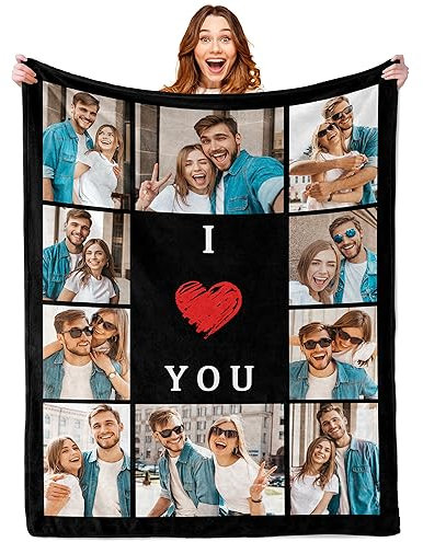 Tingwei Personalisierte Kuscheldecke mit Foto und Text, HD-Druck, Flanell, 100% Polyester, 60 x 80 Zoll (150 x 200 cm), Farbbeständig & Hautfreundlich, Geschenk für Mama, Papa, Paare, Freundin, Freund