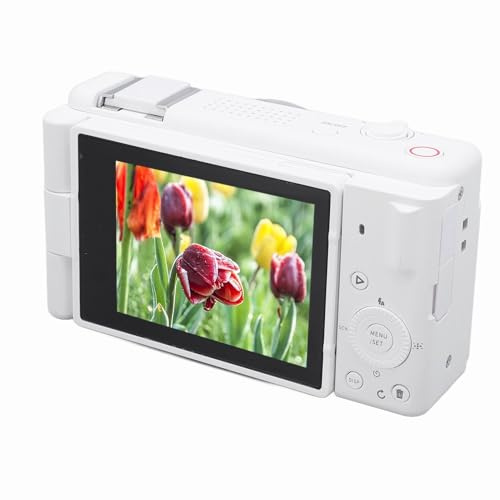 5K 80MP Digitalkamera für Fotografie, Weiß | Kompakte Vlogging Kamera mit 2 8 Zoll Flip Bildschirm Anti Shake für Anfänger