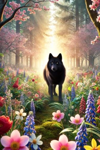 Tagebuch / Notizbuch Schwarzer Wolf liniert