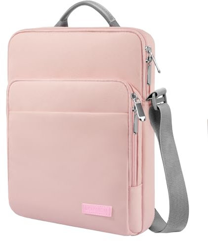 Dadanism 9-11 Tableta Bolsa de Hombro con Bolsillos para iPad 10.ª Gen 10,9, iPad Air 11, iPad Pro 11 M4, iPad 9/8/7.ª Gen 10,2, iPad Air 5/4 10,9, Galaxy Tab A9+ 11, Tab M11 11, Rosa