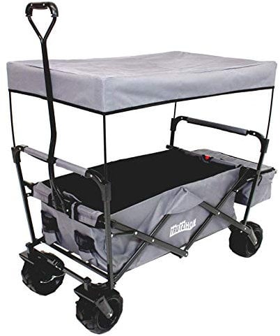 TRUTZHOLM Bollerwagen faltbar mit Dach 105 l Handwagen Gerätewagen Transportkarre Transportwagen drehbare Vorderräder 75 kg Tragkraft