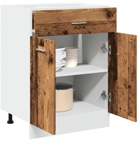 Myheimly Unterschrank Altholz Optik 60x46x81,5cm Holzwerkstoff Küchenschrank Küchenzeile Küchenmöbel Unterschrank Küchenunterschrank Schrank