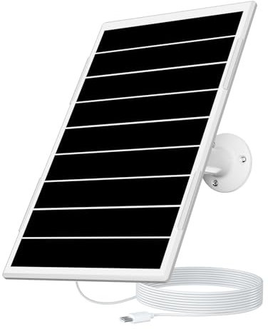 COCOCAM 8W Panneau Solaire Pour Caméra à Batterie, Compatible avec Les Caméras à Batterie DC 5 V avec Interface de Type C, Support de Montage Réglable