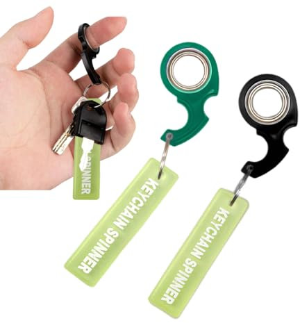PNPGDYK 2pcs Porte-clés Fidget Spinner, Keychain Spinner Fidget Ring Toy pour Enfants Adultes Soulagement de l'Anxiété, Soulager L'ennui Cadeau De Fête (Rouge Bleu)