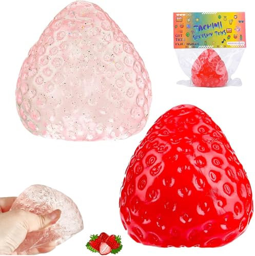 2 Stück Taba Squishy Strawberry, Erdbeer Squeeze Spielzeug, antistressball, Fufu Squishy, Fidget Toys Squeeze Toys für Kinder und Erwachsene (A)