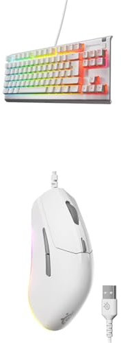 SteelSeries Apex 3 TKL White - RGB Gaming Keyboard - 8-Zone RGB Illumination - English QWERTY Layout Rival 3 Gen 2 Gaming Mouse - 8500 DPI TrueMove Core Optical Sensor - White