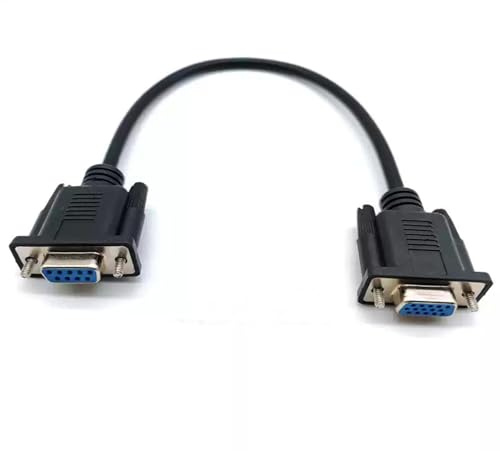 GXMRHWY DB9 Female to VGA Female 15Pin Three-Row Signal Transmission Cable, VGA to DB9 Serial RS232 Data Cable for Mutual Transmission of Signals Between 9Pin Video Devices and Computers 50CM