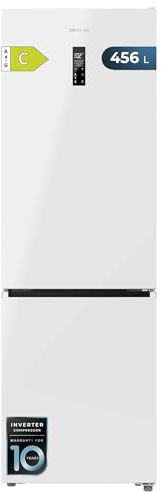 Cecotec Frigorífico Combi 456L Total No Frost Bolero CoolMarket Combi 456 White C. Altura 201cm y 59,5cm Ancho, MAX INSIDE con VIP Tech, Compresor Inverter Plus, Bajo Consumo, Bandejas Cristal