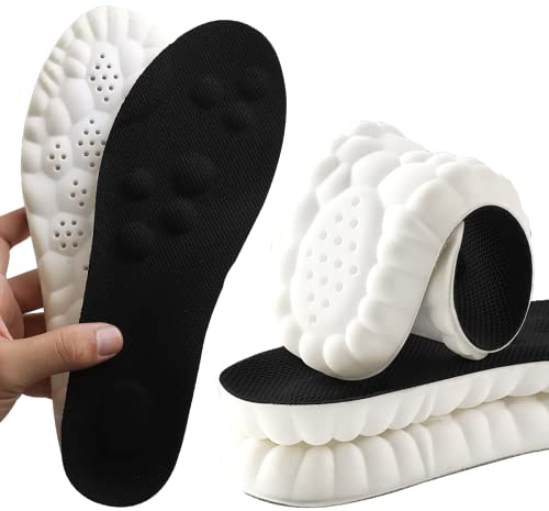 Memory Foam Insoles with Arch Support for Women Men,Comfort Massage Insoles Replacement Shoe Inserts for Trainers Sneakers Sports Shoes Work Boots,Breathable,Shock Absorption (Black, 10/10.5UK)