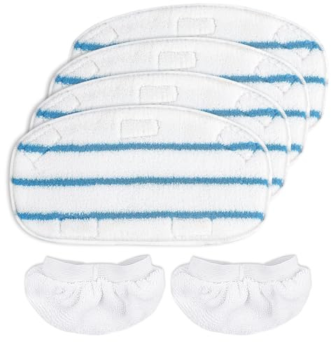 ZaKaBox 6 Pack Replacement Pads for PurSteam 10in1 Steam Mop | 4 Steam Mop Pads, 2 Universal Microfiber Cloths, Washable Dirt Grip Pads