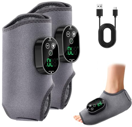 QHENS Masseur Pied Électrique, Pack de 2 Appareil Massage Pied Sans Fil avec 3000mAh Batterie & Chauffage, 3 Intensités de Vibration, Tactile, Idéal pour Personnes Âgées, Travailleurs Debout
